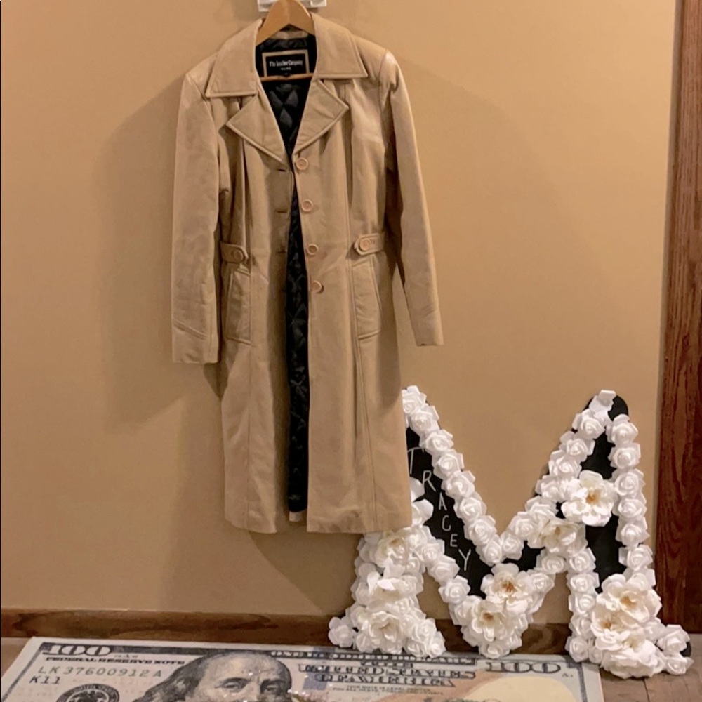 Leather tan coat
